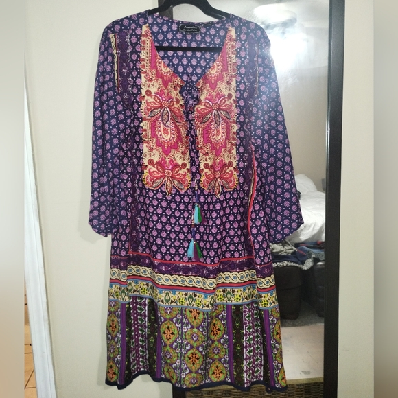 ANANDAS COLLECTION BOHO TUNIC MULTICOLOR DRESS SIZE XL - Picture 3 of 8